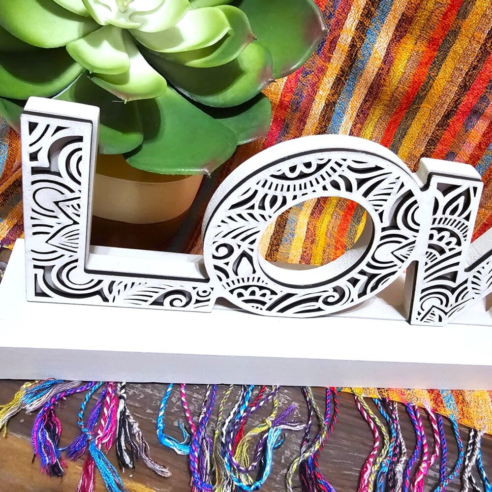 "LOVE". Table or Shelf Wood Home Décor. NWT. - Picture 5 of 15